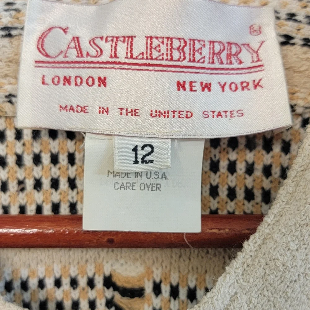 Vintage Castleberry London New‎ York Union Made Womens Cardigan Size 12